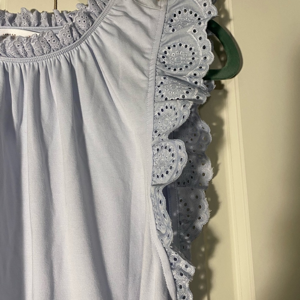LC Lauren Conrad Light Blue Ruffle Sleeve Blouse Sz XXL - Picture 2 of 6